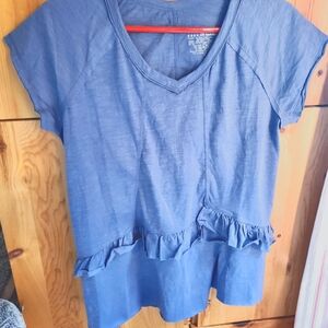 Neon Buddha Dark Periwinkle Cotton Short Sleeve Tunic Top Size Small